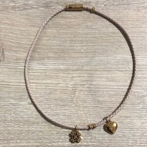 Folli Follie Leather & Gold Tone Charms Necklace with Delicate Chain